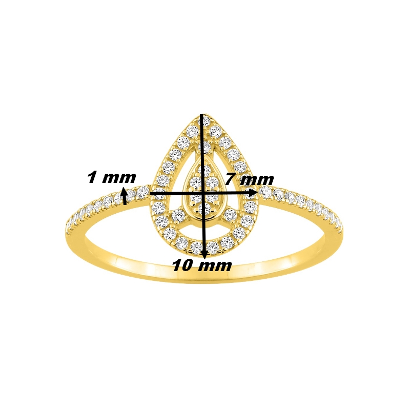 Bague goutte Femme Or jaune 750/1000 et Diamants CHRISTIAN BERNARD, dimensions