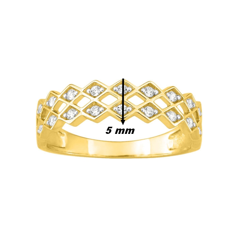 Bague Femme double rang Or jaune, Rhodium et Diamants ROBBEZ MASSON, largeur