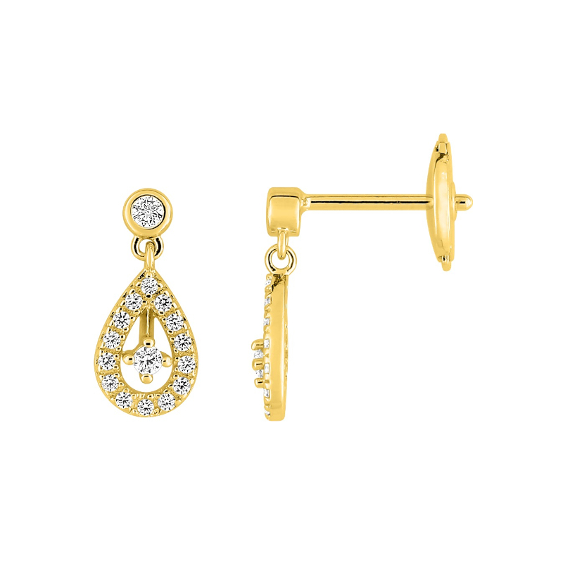 Boucles d’oreilles goutte Femme Or jaune 750/1000 et Diamants CHRISTIAN BERNARD