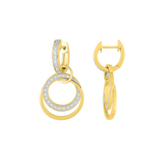 Boucles d’oreilles créoles, 2 modèles en 1, Or jaune 750/1000, Rhodium et Diamants ROBBEZ MASSON