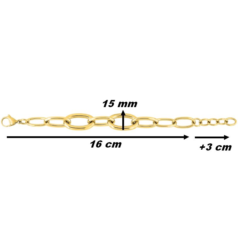 Bracelet chaîne Femme Acier inoxydable doré ROBBEZ MASSON, dimensions