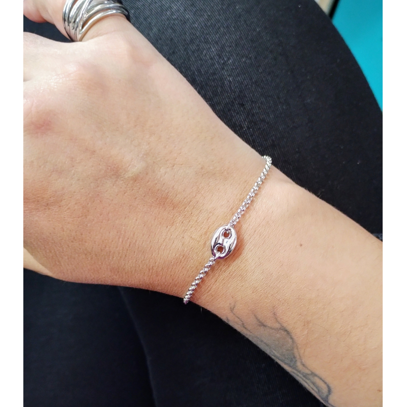 Bracelet Femme Grain de café Argent 925/1000 ROBBEZ MASSON porté