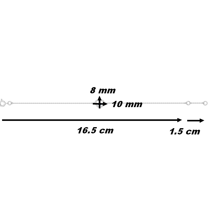 Bracelet Femme Cœur Or blanc 750/1000, Saphir et Oxydes de zirconium ROBBEZ MASSON, dimensions