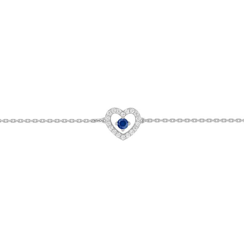 Bracelet Femme Cœur Or blanc 750/1000, Saphir et Oxydes de zirconium ROBBEZ MASSON