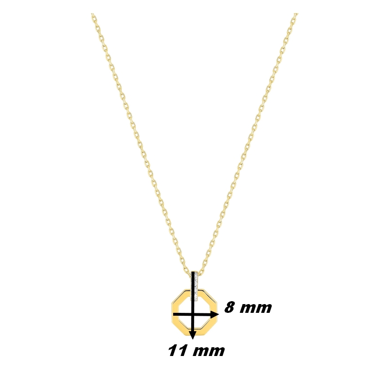 Collier octogonal Femme Or jaune 750/1000, Rhodium et Diamants ROBBEZ MASSON, dimensions