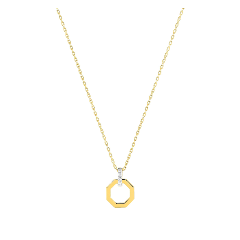 Collier octogonal Femme Or jaune 750/1000, Rhodium et Diamants ROBBEZ MASSON