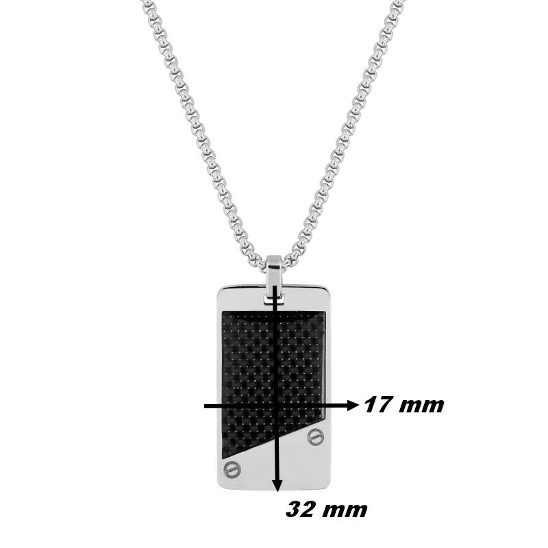 Collier Homme plaque Acier inoxydable et Carbone ROBBEZ MASSON, dimensions