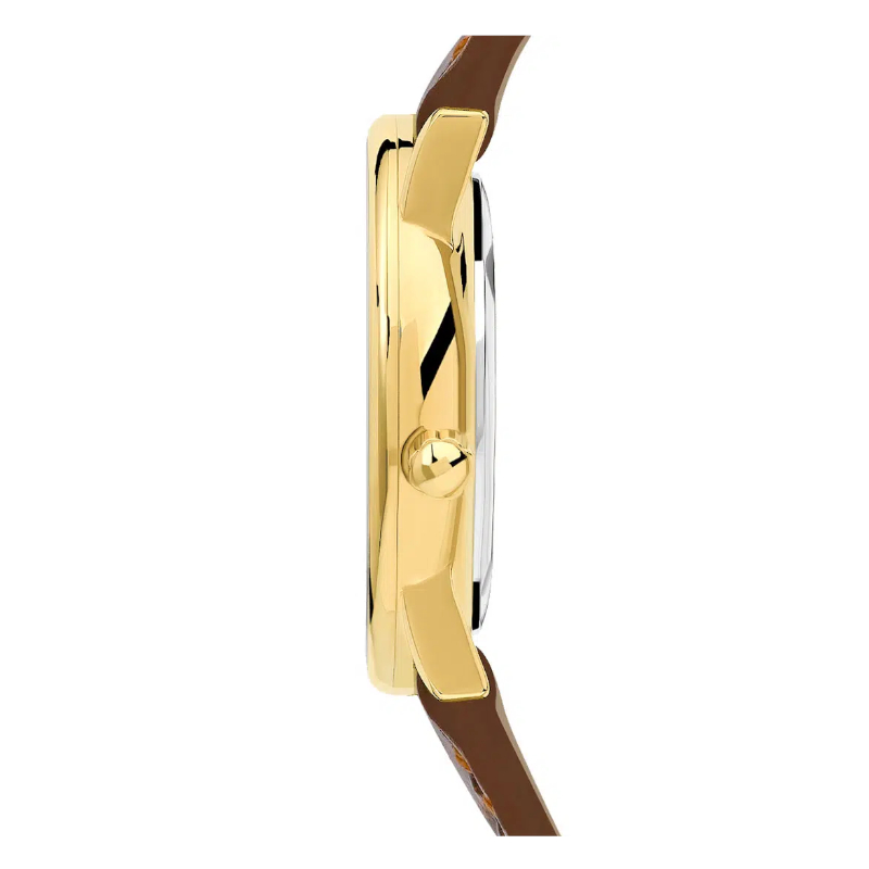 Montre Classique Homme cuir marron et Acier inoxydable doré HERBELIN 12443P08MA, côté
