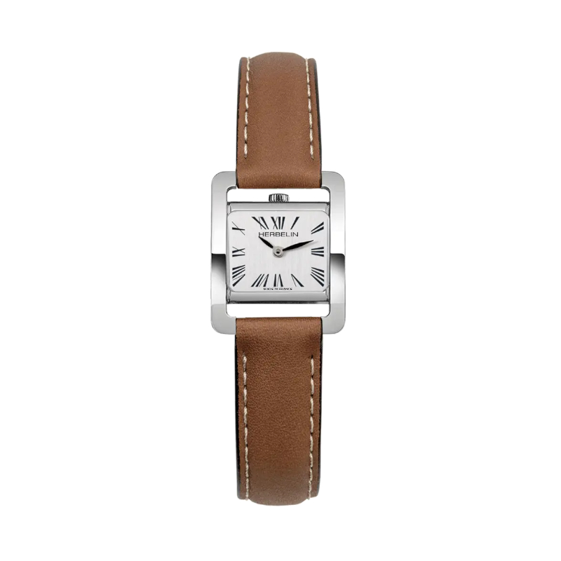 Montre Femme Vième Avenue HERBELIN, Acier inoxydable et Cuir marron 17037AP01GD