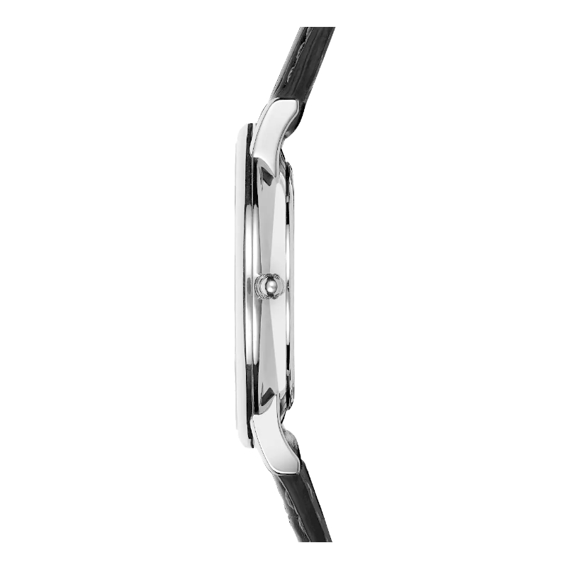 Montre Classique Homme cuir noir et Acier inoxydable HERBELIN 12248AP08, côté