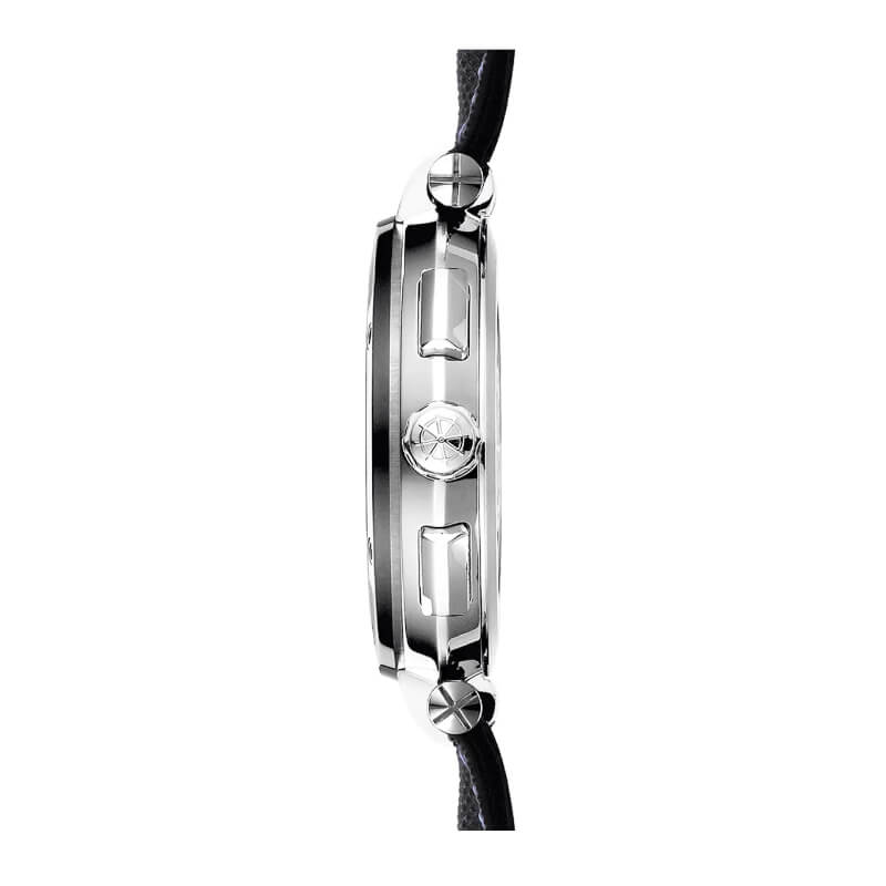 Montre Homme NEWPORT Chronographe HERBELIN, Acier inoxydable et cuir bleu 37688AG65, côté