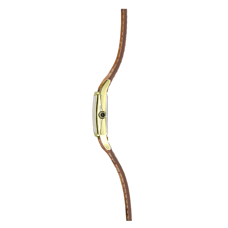 Montre Femme LUNA HERBELIN, Acier inoxydable doré et Cuir marron 17457P01GD, côté