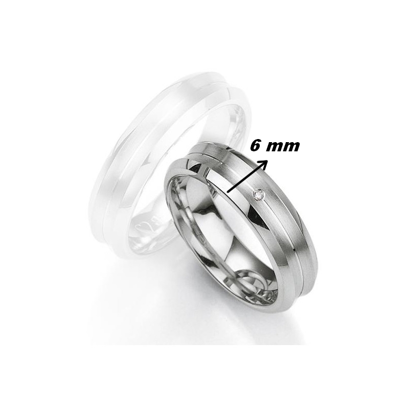 Alliance Argent 925/1000 et Diamant BREUNING, largeur
