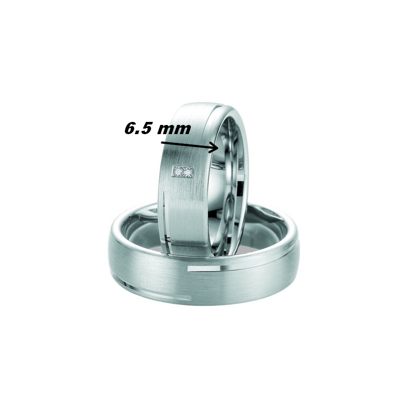 Alliance Argent 925/1000 et 2 Diamants BREUNING, largeur