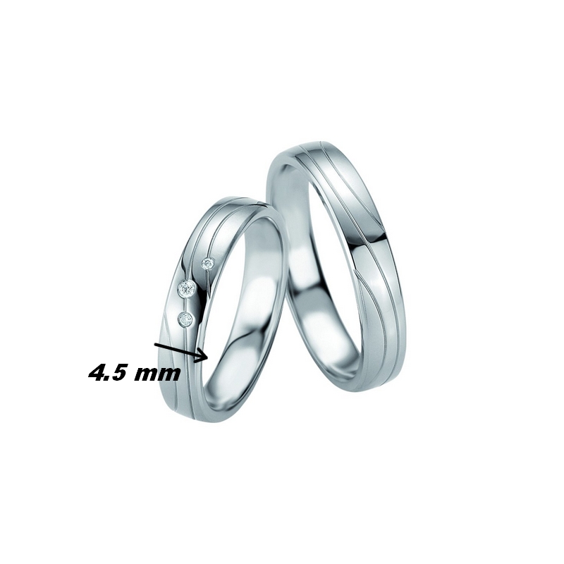 Alliance Argent 925/1000 et 3 Diamants BREUNING, largeur