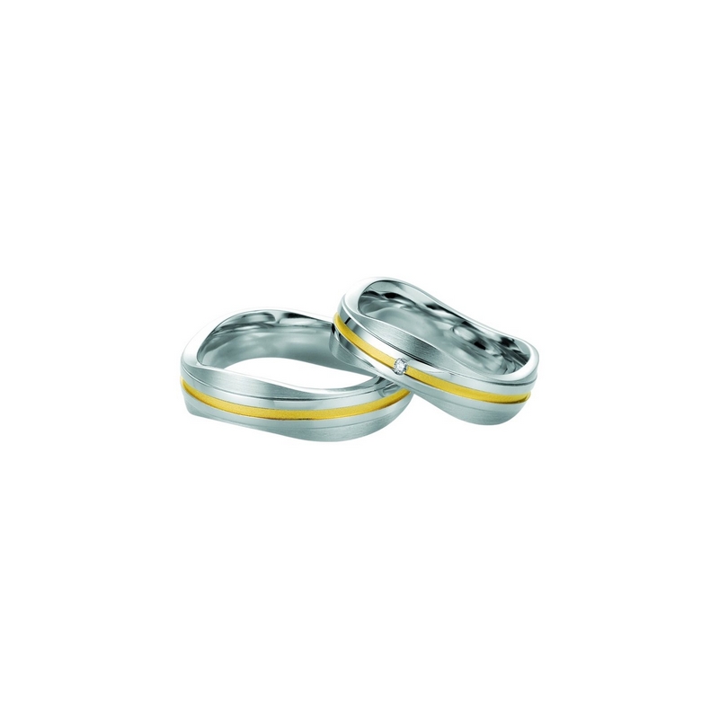 alliance-breuning-argent-diamant-ligne-dore-925-48-08033 Alliance Argent 925/1000, Diamant et ligne argent doré Argent doré BREUNING