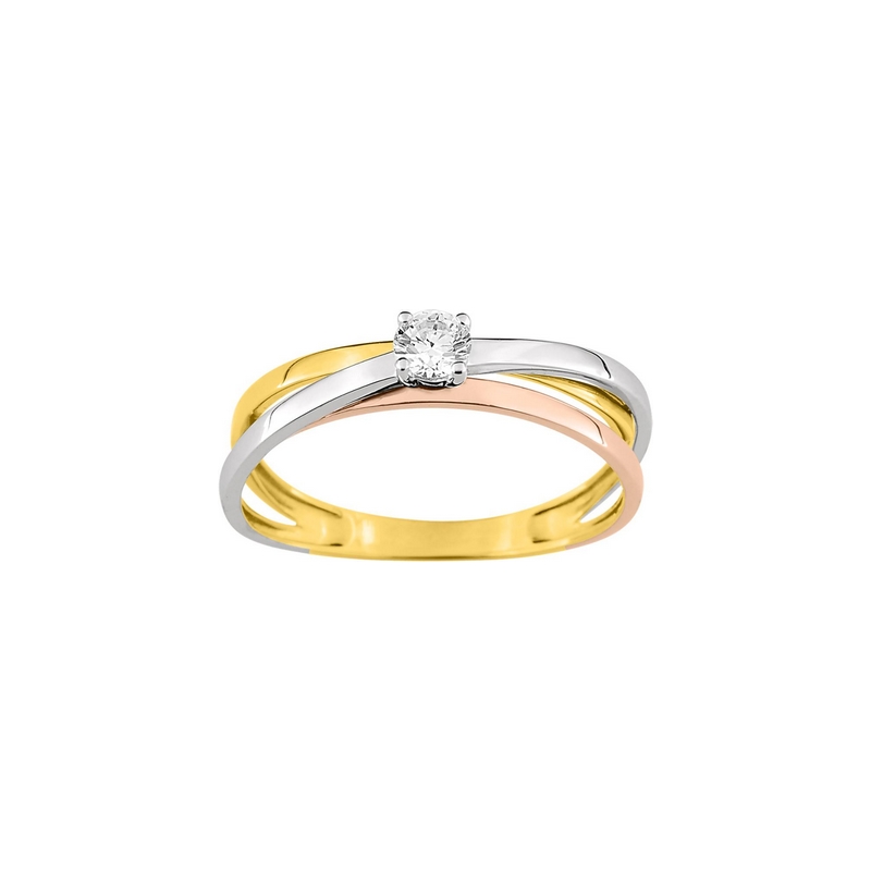 Bague Femme 3 Ors (jaune, blanc, rose) 750/1000 et Oxyde de zirconium ROBBEZ MASSON