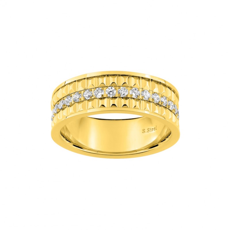 Bague Femme Acier inoxydable doré et Oxydes de zirconium ROBBEZ MASSON