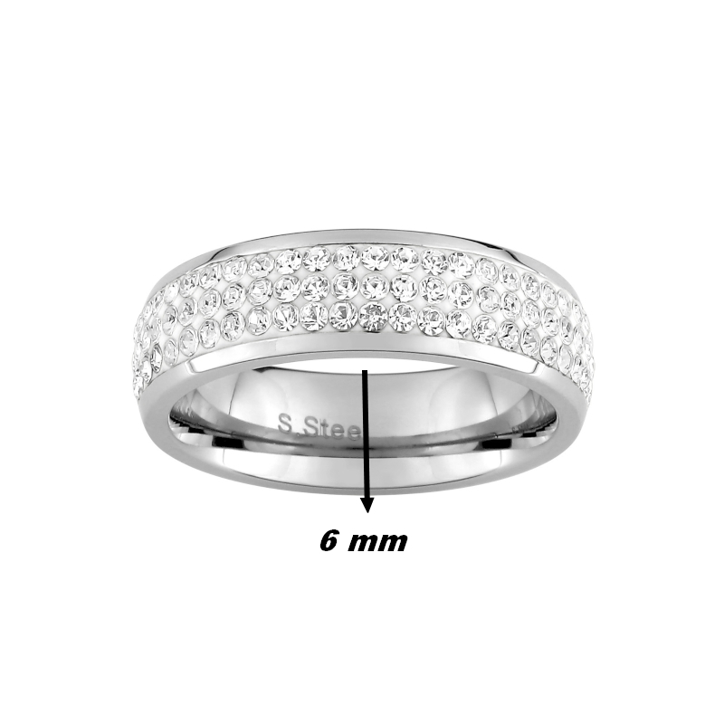 Bague Femme Acier inoxydable et Oxydes de zirconium ROBBEZ MASSON, largeur
