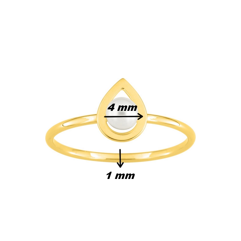 Bague goutte Femme Or jaune 750/1000 et Perle de culture ROBBEZ MASSON, dimensions