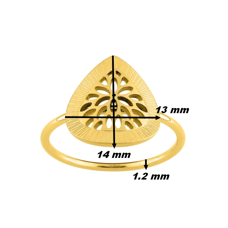 Bague goutte Femme Acier inoxydable doré ROBBEZ MASSON, dimensions
