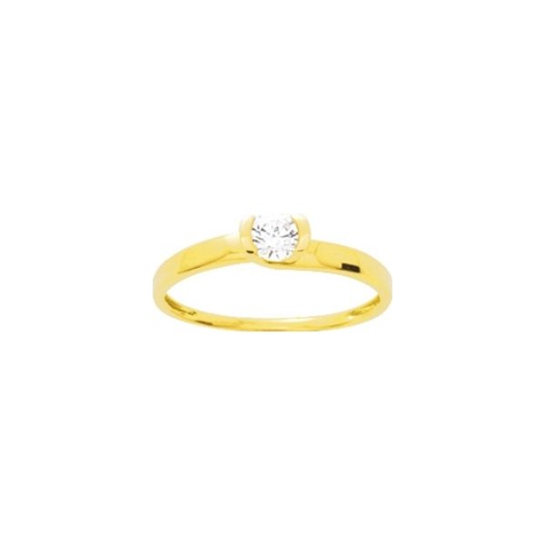 Solitaire Femme Or jaune 750/1000 et oxyde de zirconium ROBBEZ MASSON