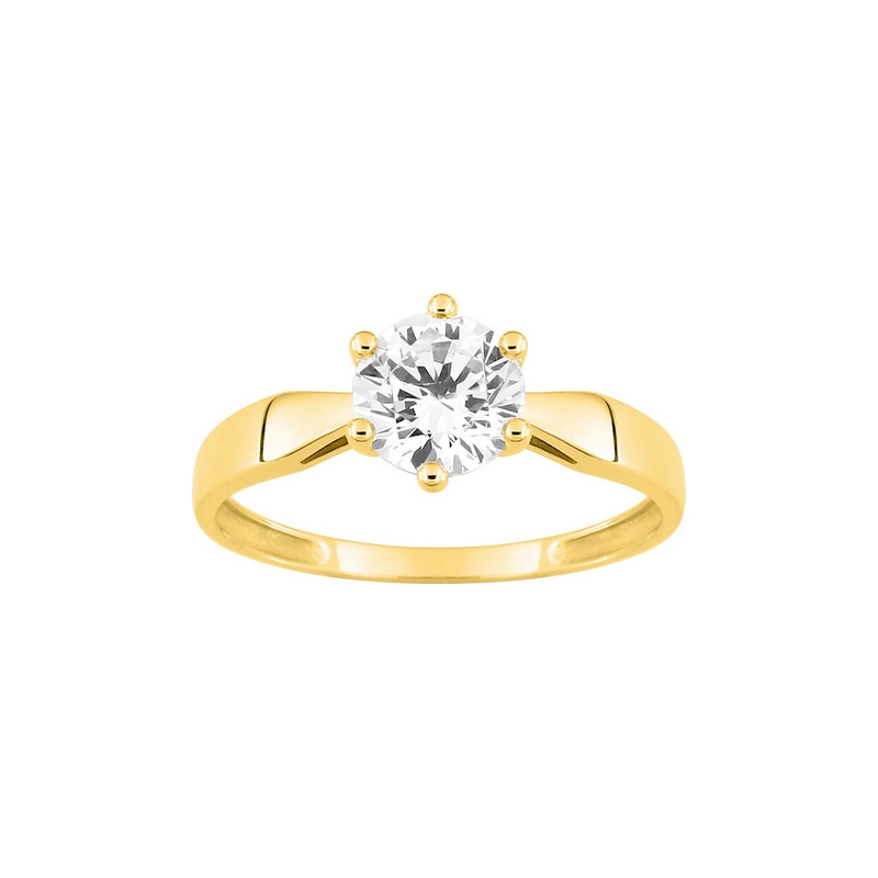 Solitaire 6 griffes Femme Or jaune 750/1000 et oxyde de zirconium ROBBEZ MASSON