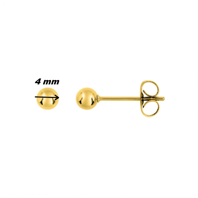 Boucles d’oreilles clous, boule Femme Acier inoxydable doré ROBBEZ MASSON 4 mm, diamètre