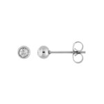 Boucles d’oreilles clous, boule Femme Acier inoxydable et oxydes de zirconium ROBBEZ MASSON 4 mm