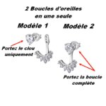 Boucles d’oreilles clous pendantes 2 en 1 Femme, Argent 925/1000 et Oxydes de zirconium LOTUS LP1988-4/1, explications