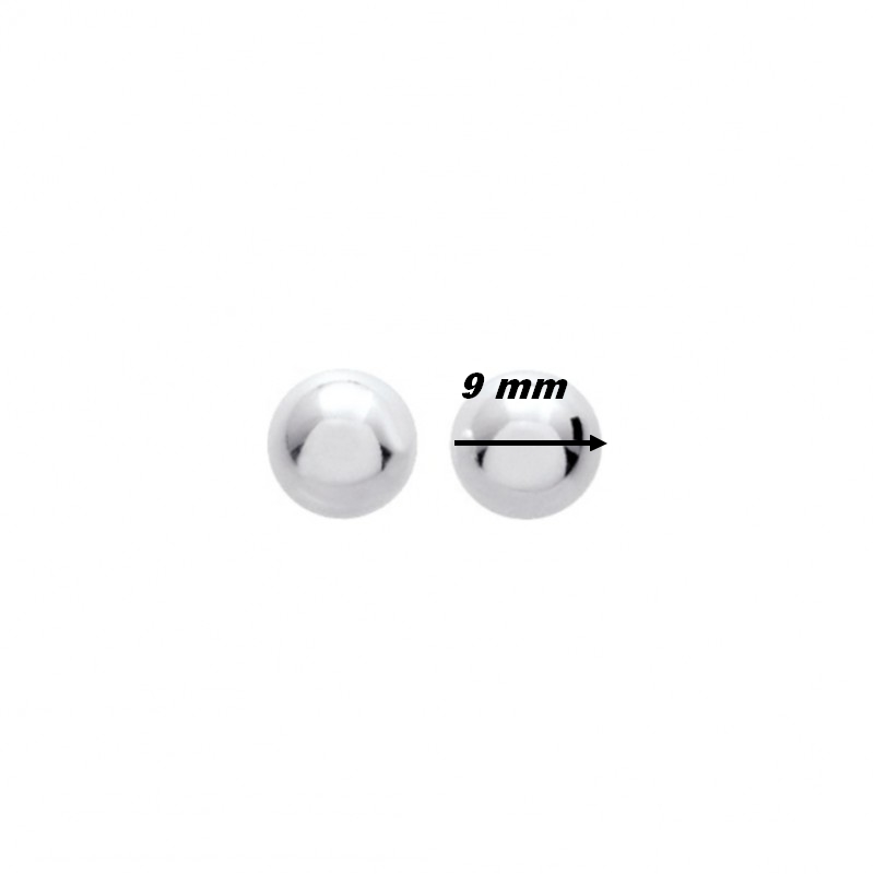 Boucles d’oreilles clous Femme boule 9 mm Argent 925/1000 ROBBEZ MASSON, diamètre