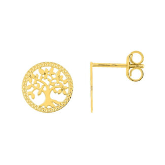 Boucles d’oreilles clous Femme Arbre de vie Or jaune 750/1000 ROBBEZ MASSON