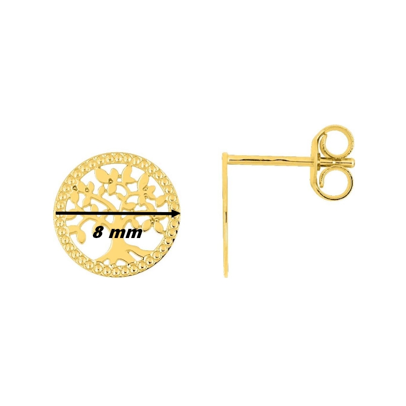 boucles-oreilles-clous-femme-arbre-de-vie-or-jaune-750-robbez-masson-2-7324-00-diamètre Boucles d’oreilles clous Femme Arbre de vie Or jaune 750/1000 ROBBEZ MASSON, diamètre