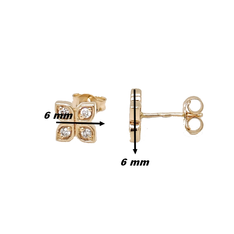 Boucles d’oreilles clous Femme Or jaune 750/1000 et DiamantsROBBEZ MASSON, dimensions