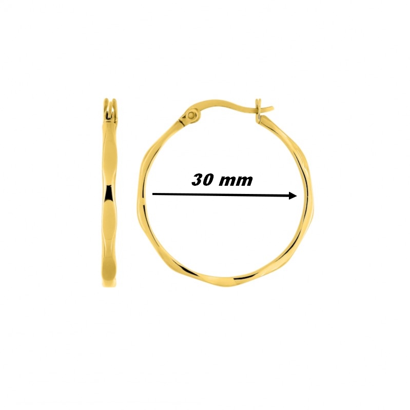 Boucles d’oreilles créoles ondulées Femme Acier inoxydable doré ROBBEZ MASSON, diamètre