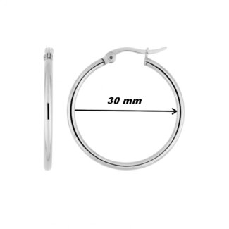 Boucles d’oreilles créoles Femme, Acier inoxydable ROBBEZ MASSON 30 mm, diamètre