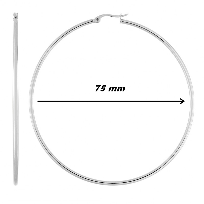 Boucles d’oreilles créoles Femme, Acier inoxydable ROBBEZ MASSON 75 mm, diamètre