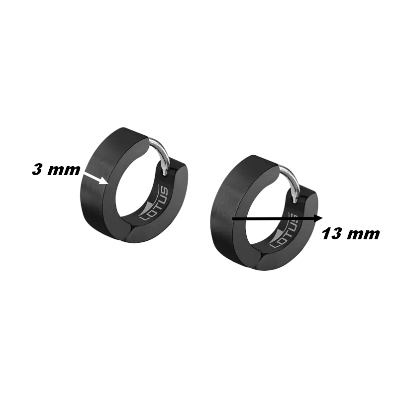 Boucles d’oreilles créoles Homme Acier inoxydable noir LOTUS LS2160-4/5, dimensions
