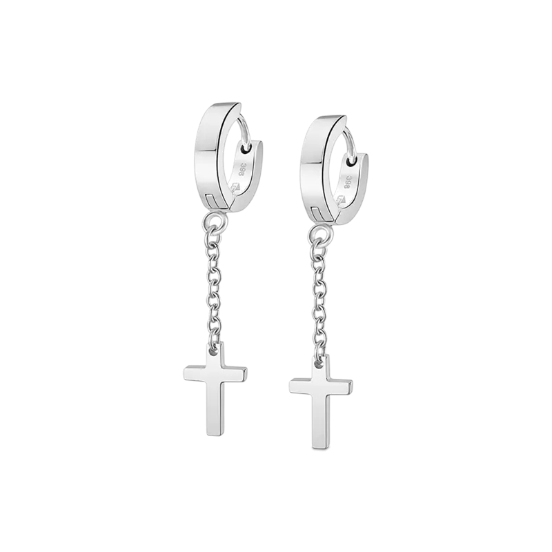 boucles-oreilles-creoles-pendantes-croix-acier-inoxydable-LOTUS-LS2173-4-1 Boucles d’oreilles créoles pendantes Croix Acier inoxydable LOTUS LS2173-4/1