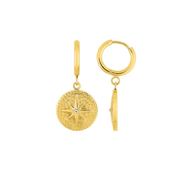 Boucles d’oreilles créoles pendantes Femme Acier inoxydable doré ROBBEZ MASSON