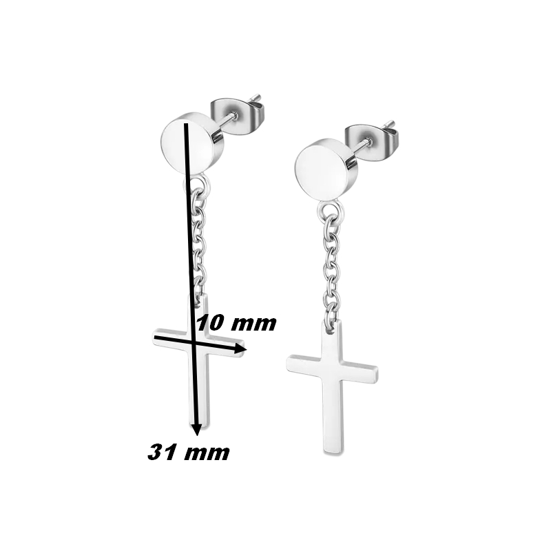 Boucles d’oreilles pendantes Croix Acier inoxydable LOTUS LS2175-4/1, dimensions