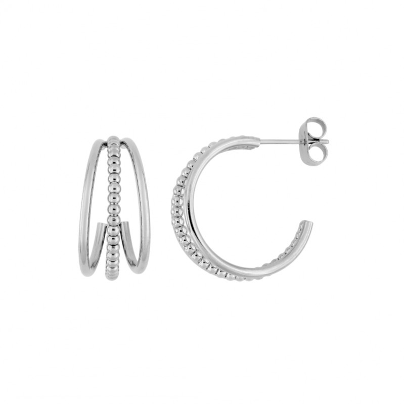 boucles-oreilles-demi-creoles-femme-acier-inoxydable-435383 Boucles d’oreilles demi créole Femme Acier inoxydable ROBBEZ MASSON