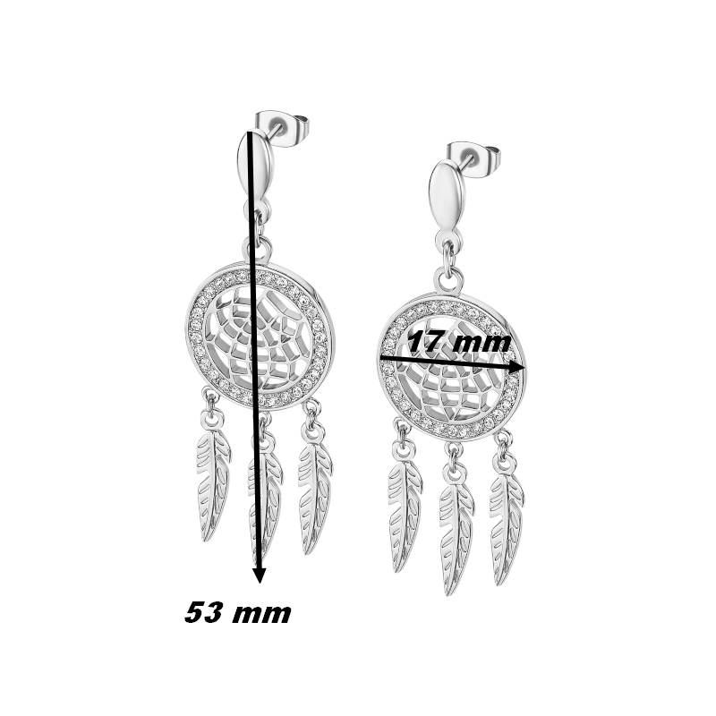 Boucles d’oreilles pendantes Attrape rêve Femme Acier inoxydable et strass LOTUS LS2185-4/1, dimensions