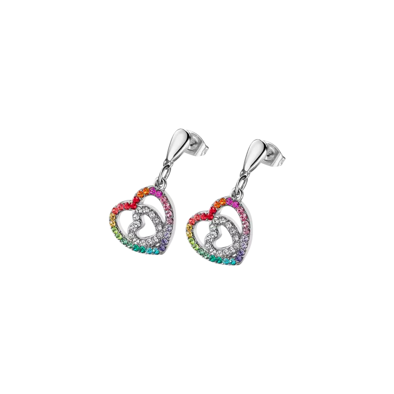 boucles-oreilles-femme-coeur-acier-inoxydable-et-strass-de-couleur-LOTUS-LS1943-4-2 Boucles d’oreilles pendantes double Cœur Femme Acier inoxydable et strass de couleurs LOTUS LS1943-4/2