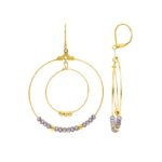 Boucles d’oreilles pendantes Femme Acier inoxydable doré et Cristal rose synthétique ROBBEZ MASSON