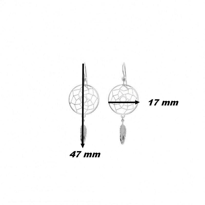 Boucles d’oreilles Femme pendantes Attrape rêve Argent 925/1000 ROBBEZ MASSON, dimensions