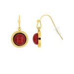 Boucles d’oreilles pendantes Femme Rond Acier inoxydable doré et Rubis synthétique ROBBEZ MASSON
