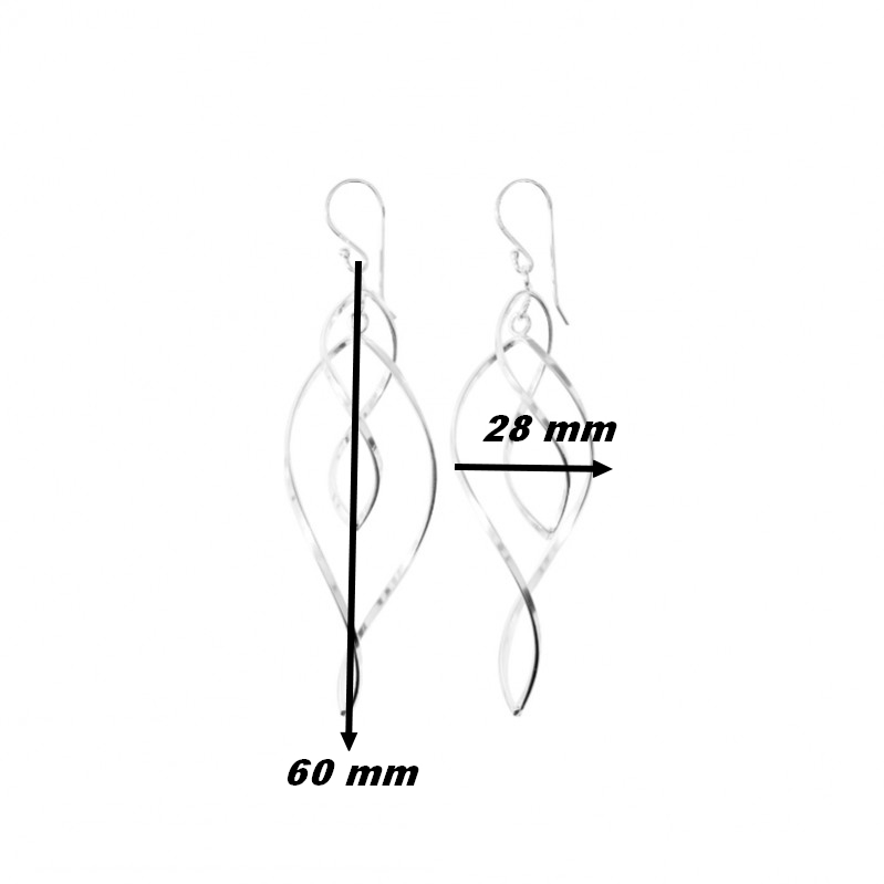 Boucles d’oreilles Femme pendantes torsadées Argent 925/1000 ROBBEZ MASSON, dimensions