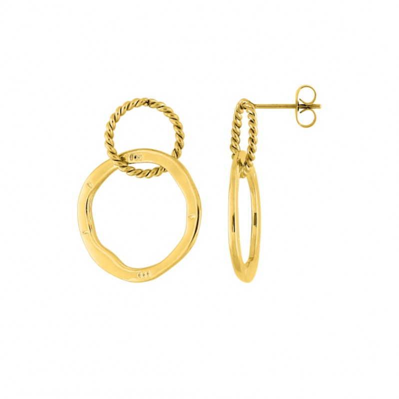 boucles-oreilles-pendantes-cercles-femme-acier-inoxydable-doré-435180 Boucles d’oreilles pendantes double cercle Femme Acier inoxydable doré ROBBEZ MASSON