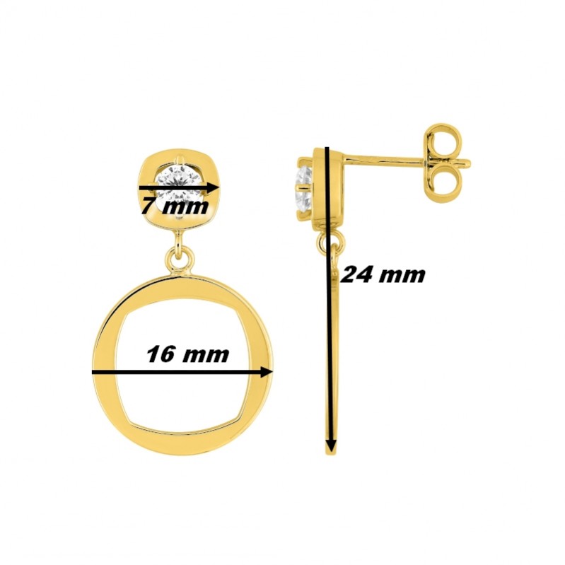Boucles d’oreilles pendantes Femme Plaqué Or et Oxydes de zirconium MURAT, dimensions